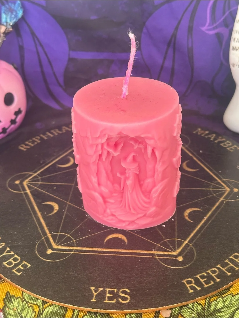 Pink Storybook Witch Candle